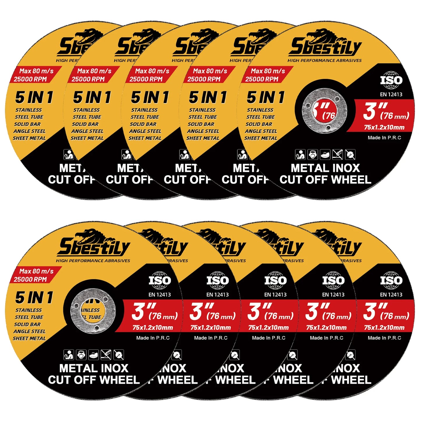 10 Discos de Corte de Resina 75 mm