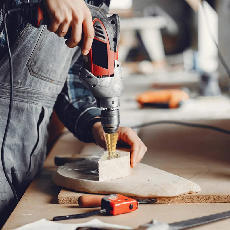 Juego de 3 piezas - Broca Escalonada de Titanio HSS